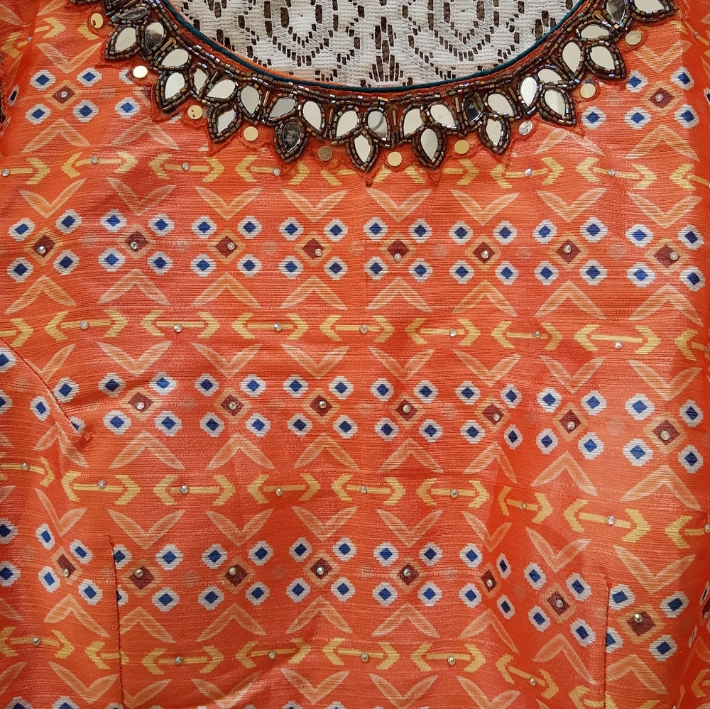 Silk Printed Anarkali With Netted Dupatta - image 5